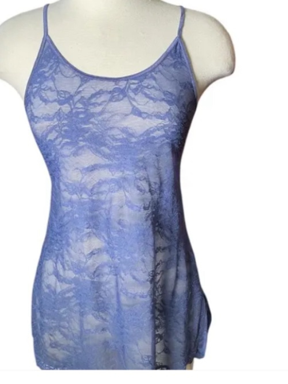 Vintage Y2K Victoria’s Secret  Polyester Lace Mesh Cami Slip Dress Nightie XS